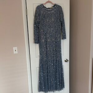 Maryisa Elegant Blue Sequin Evening Gown